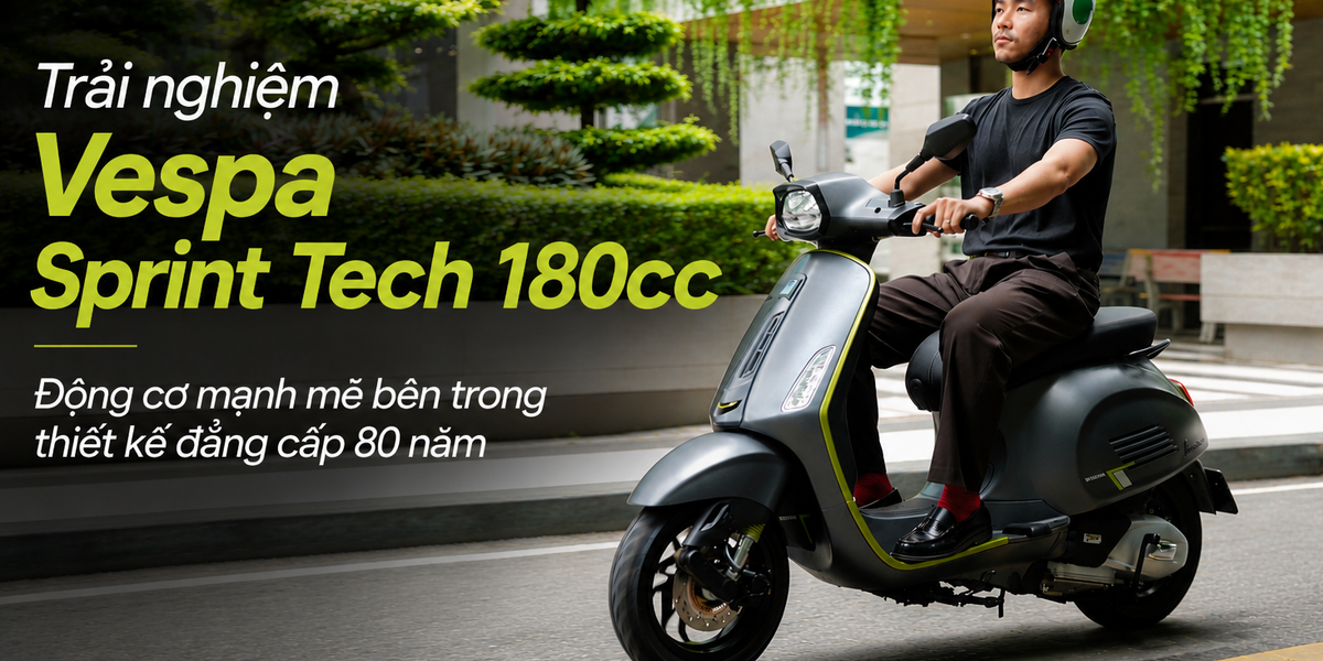 Cảm nhận lái Vespa Sprint Tech 180cc: Sức mạnh động cơ trong bản sắc 80 năm