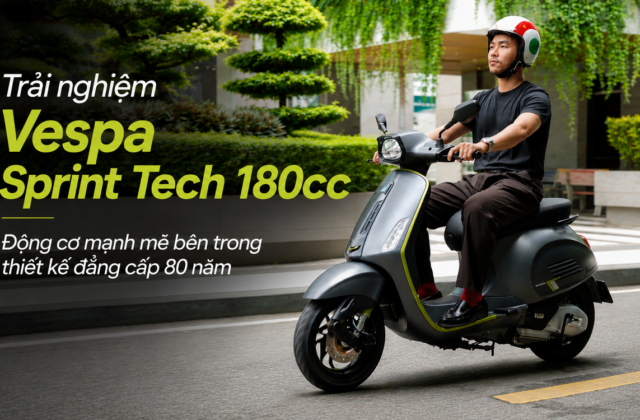 Cảm nhận lái Vespa Sprint Tech 180cc: Sức mạnh động cơ trong bản sắc 80 năm